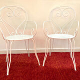Paire de fauteuils de jardin en fer forgé