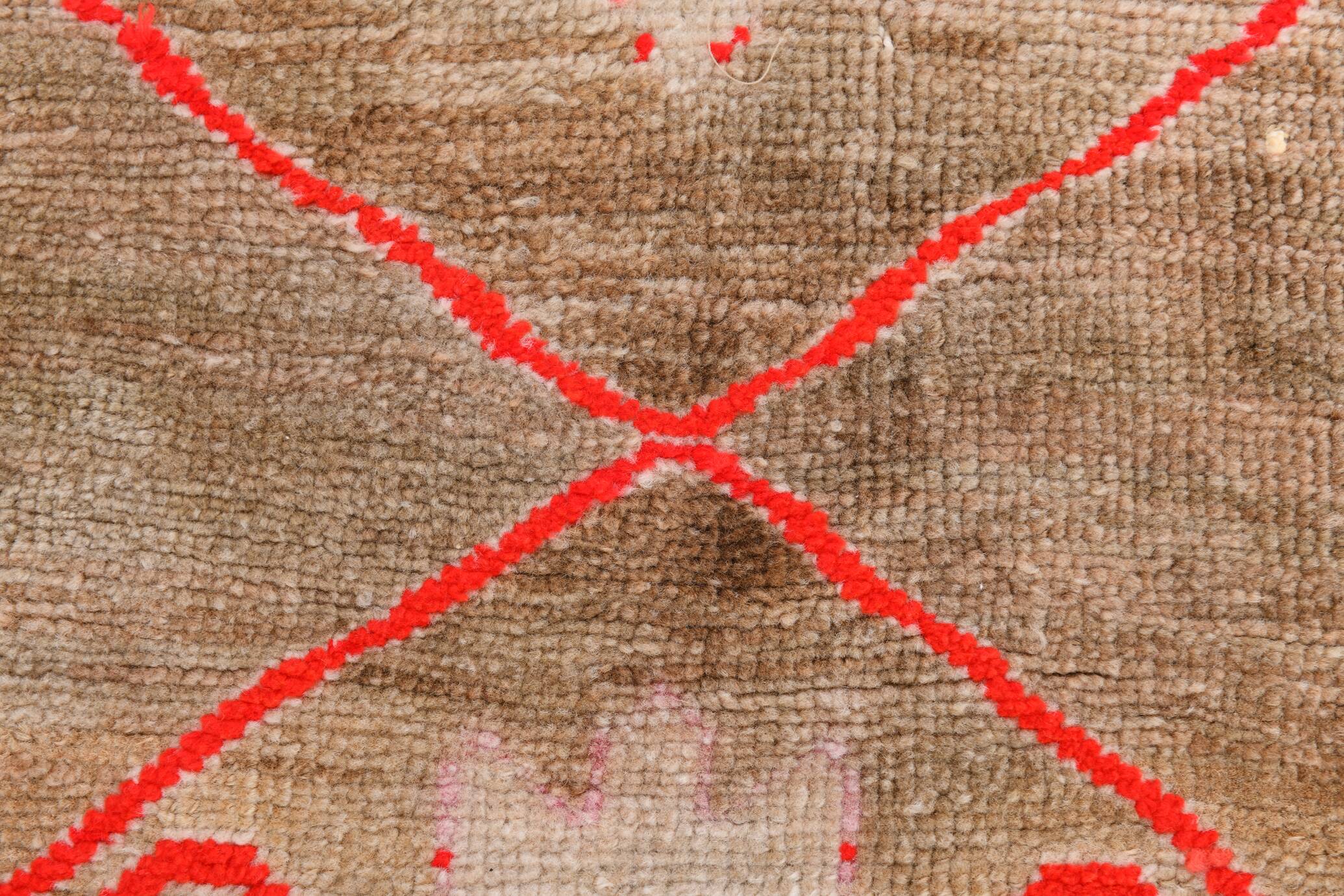 3x7 Vintage Brown & Pink Oriental Vintage Runner Rug, 82x210Cm