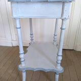 Side table with mirror interior and storage lockers