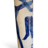 Silvia radu (1935) biscuit vase with blue enameled decoration of dancers