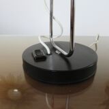 Table lamp in red lacquered aluminum and chromed metal