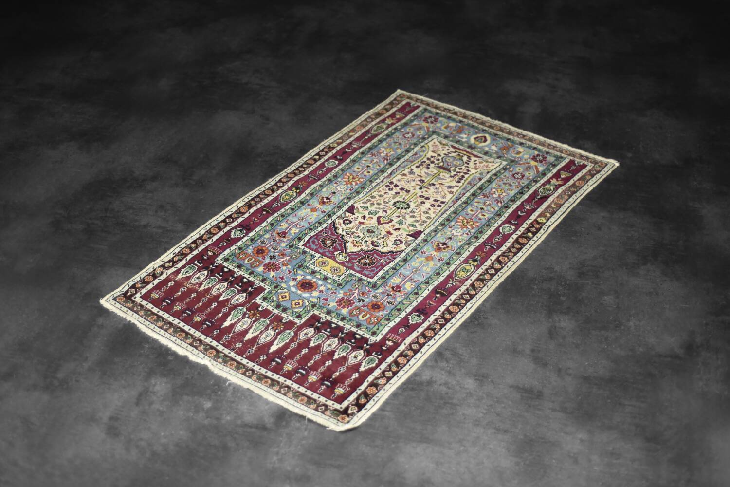 Handwoven Balouch prayer rug, Middle Eastern oriental style, 1960s.
