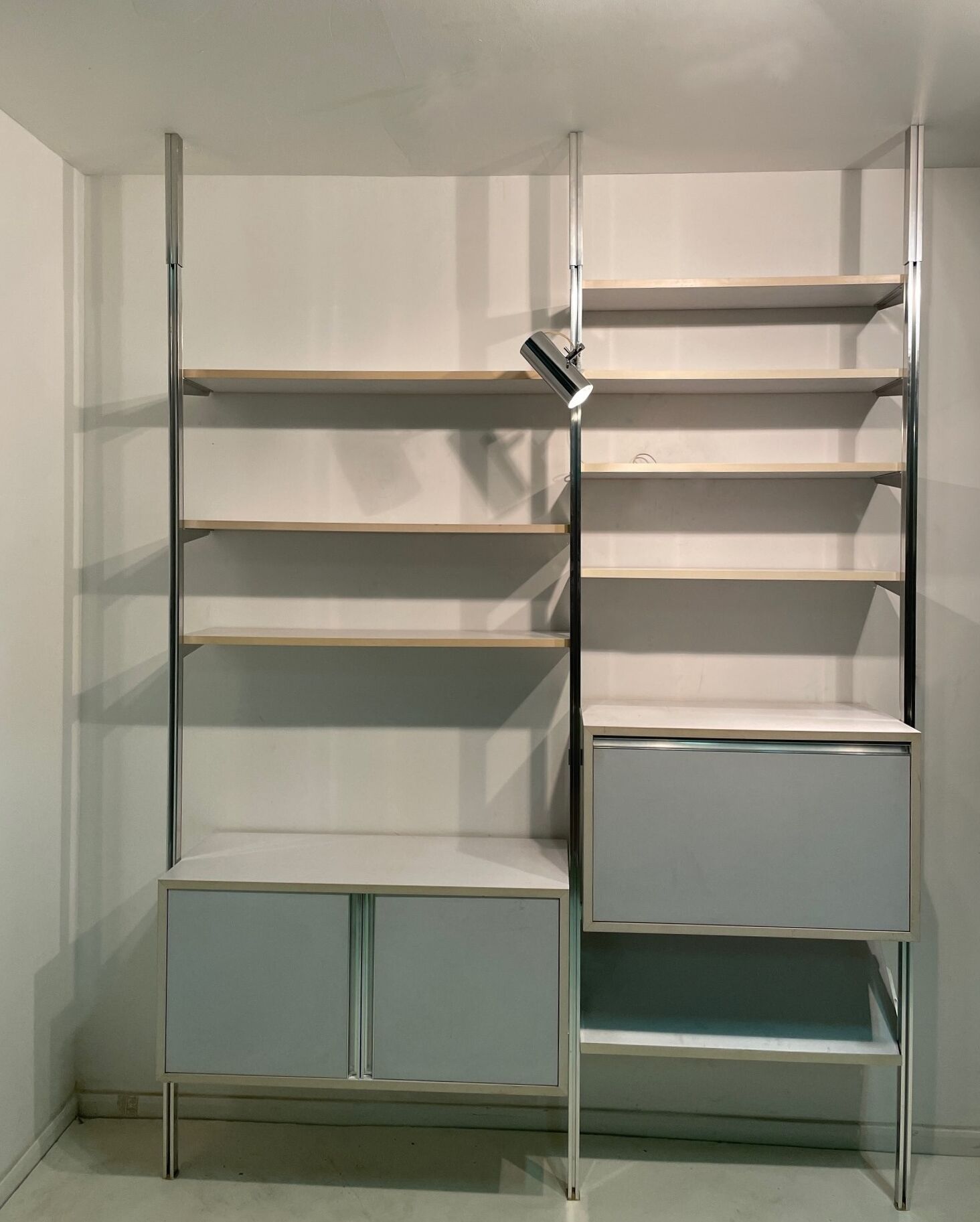 Modular floor/ceiling library with sideboard and secretary