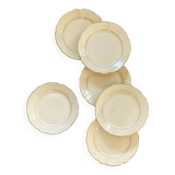 Set of 6 cream and gold colored flat plates Digoin Sarreguemines vintage ACC-7156