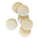 Set of 6 cream and gold-colored flat plates Digoin Sarreguemines vintage ACC-7156