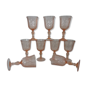 9 glasses Rosaline twist pink aroroc luminarc