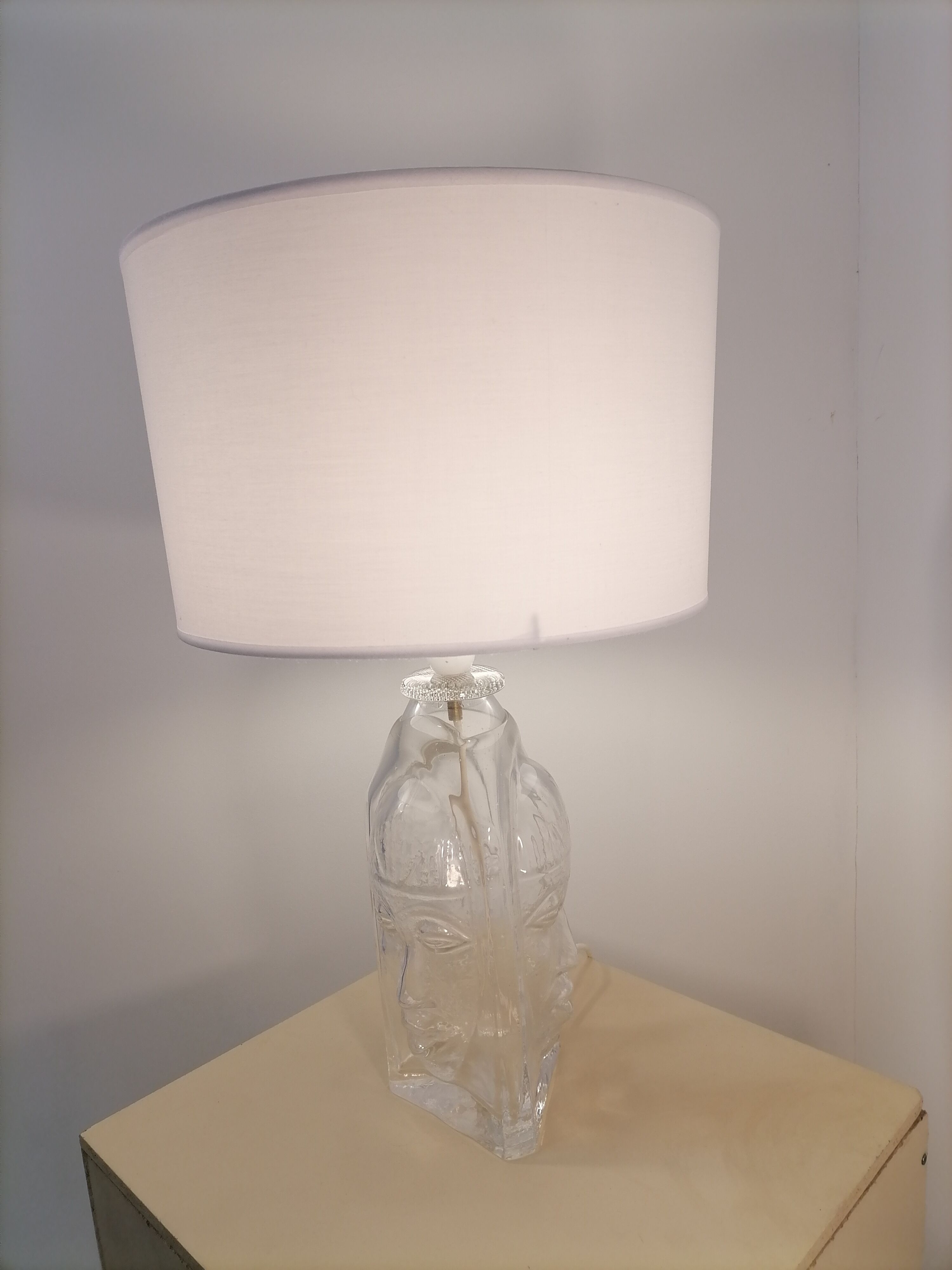 3 face molded glass lamp Sweden 1960