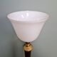 Large Art Deco Mazda lamp in wood, brass, and white opaline, 1930.