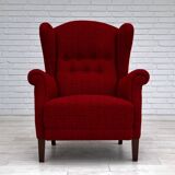 50s, Danish design, refurbished chair, furniture wool, mahogany wood