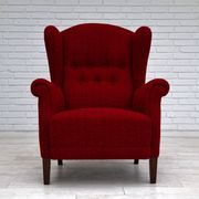 50s, Danish design, refurbished chair, furniture wool, mahogany wood