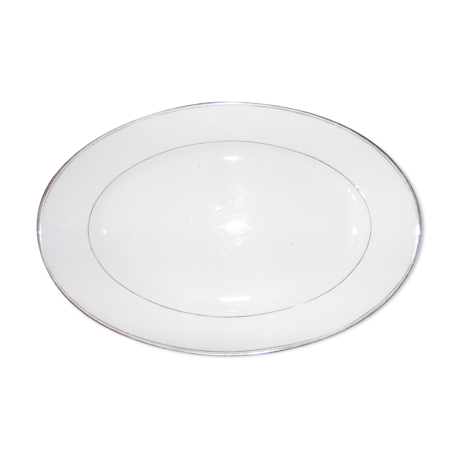 Big plat in porcelaine of Limoges white gold net, brand green star