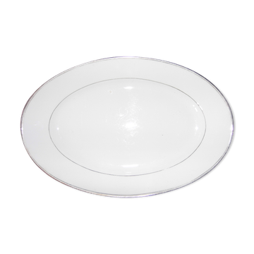 Big plat in porcelaine of Limoges white gold net, brand green star
