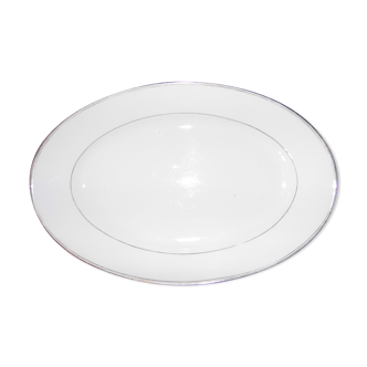 Plat en porcelaine de Limoges blanche filet or marque etoile verte