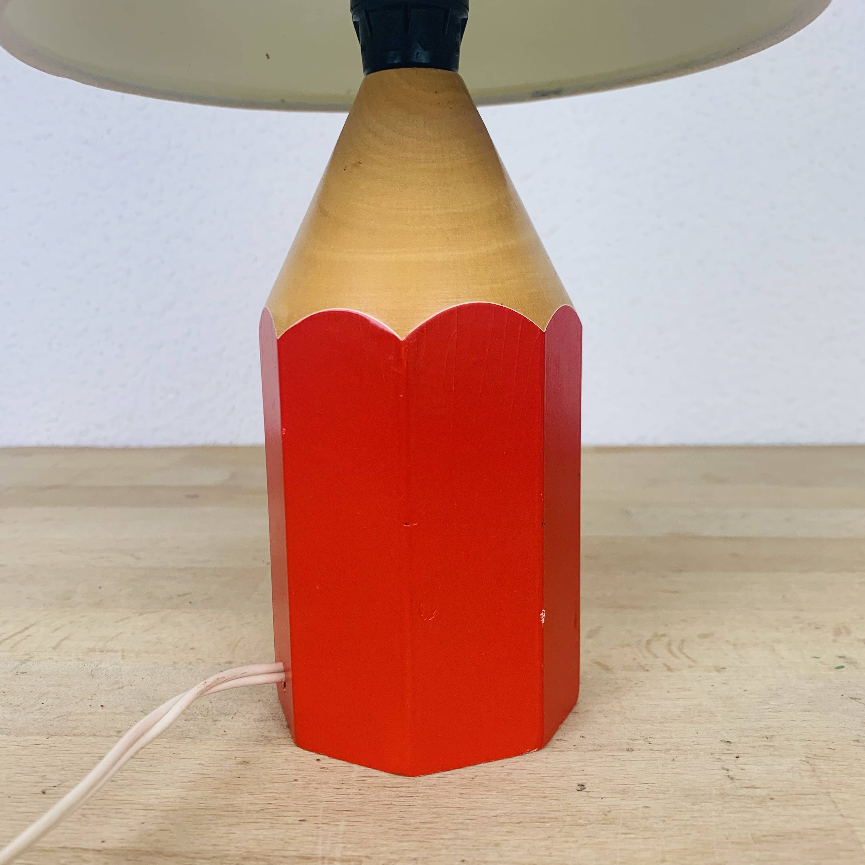 Pierre Sala pencil lamp for children, red wood