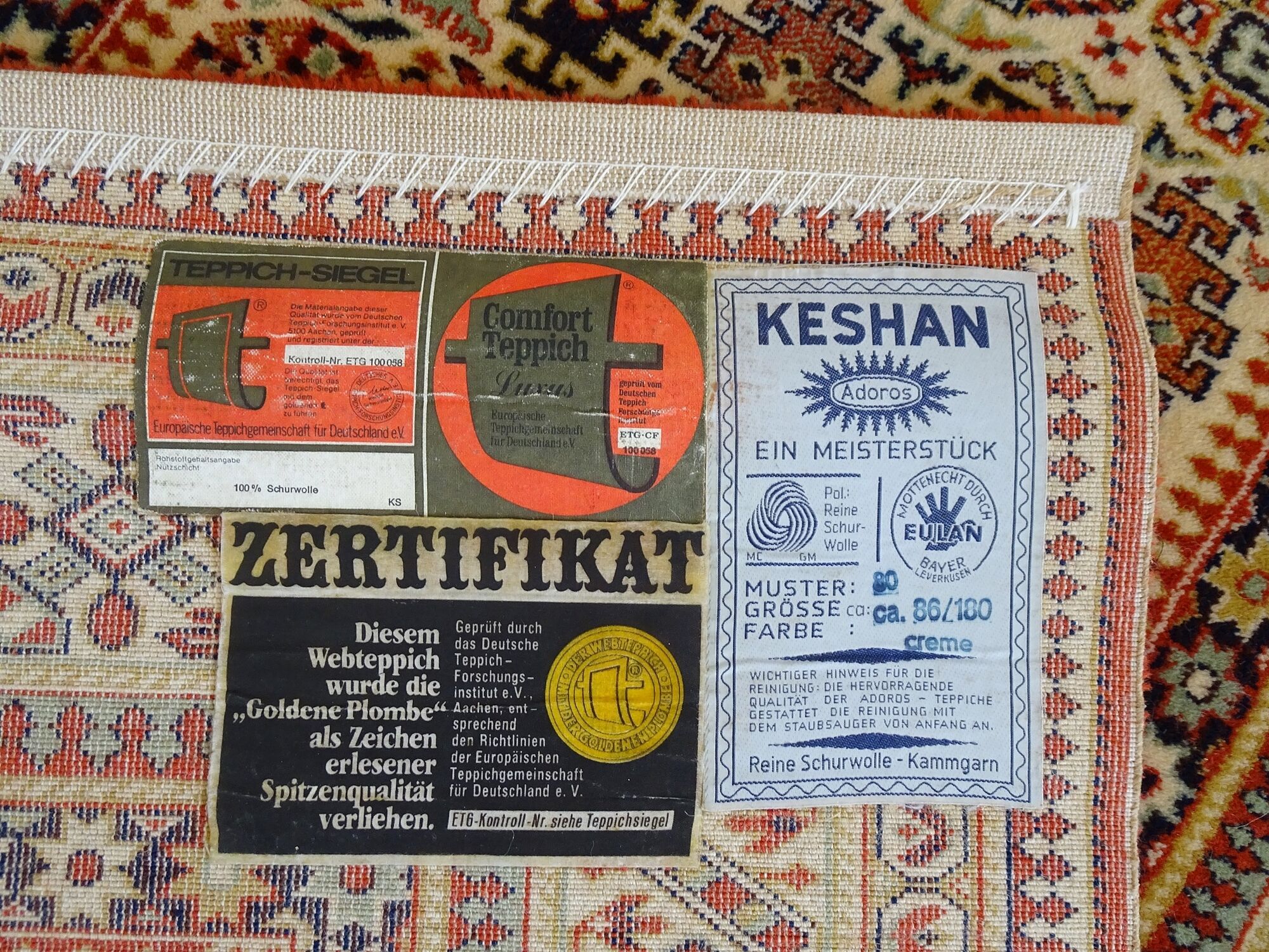 oriental vintage Keshan carpet Adoros, Persian carpet 86 x 180 cm