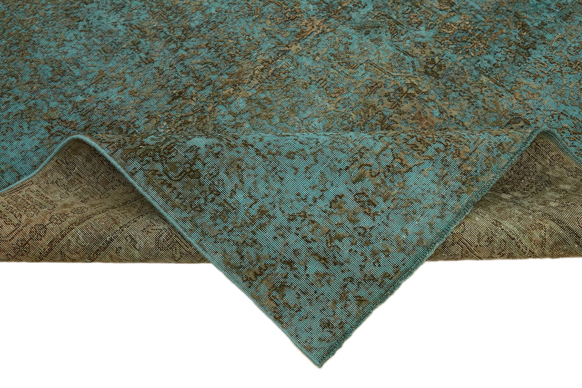 1970s 232 cm x 319 cm turquoise wool carpet