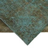 1970s 232 cm x 319 cm turquoise wool carpet