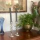 Pair of twisted brass candle holders