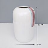 White Ceramic Vase with Hand Painted Details by Ambrogio Pozzi,