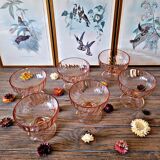 Vintage rosaline arcoroc luminarc pink glass ice cream cups (set of 6)