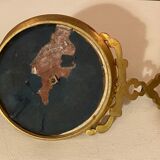Hand-held rat tail in gilded brass and red marble