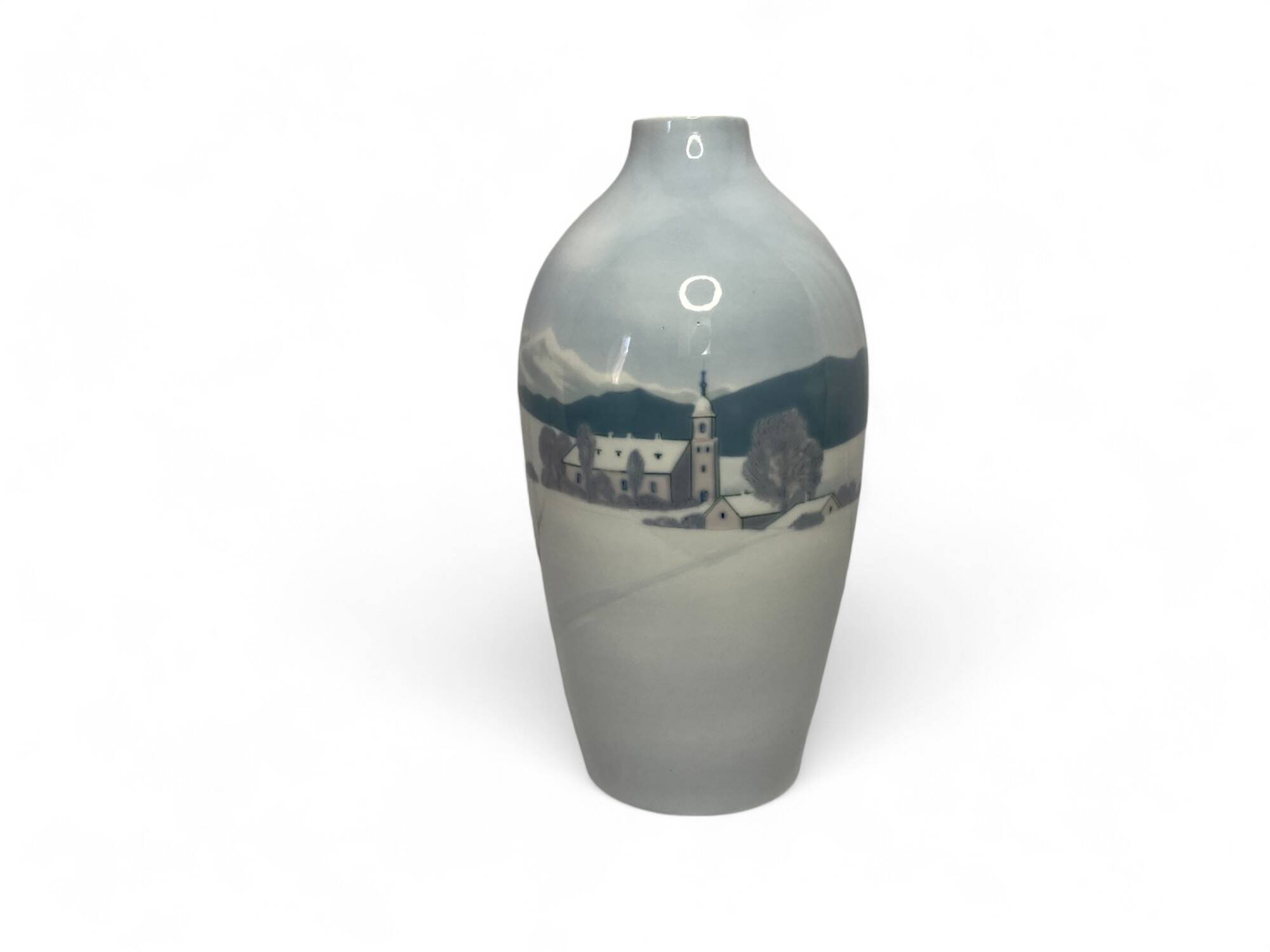 Royal Copenhagen (attributed to) 20th century polychrome porcelain vase