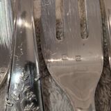 12 forks, 12 fish knives, silver-plated metal, rocaille pattern