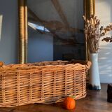 Vintage rectangular wicker and wood