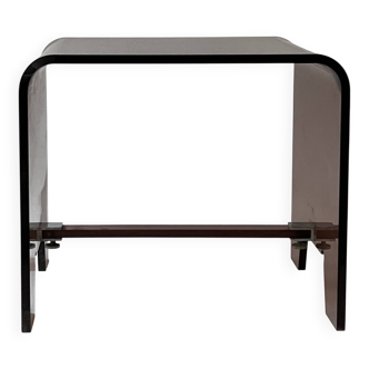 Table d'appoint, chevet en plexiglas fumé, Roche Bobois 1970