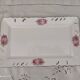 Rectangular dish in german porcelain white openwork bordered silver and old pinks