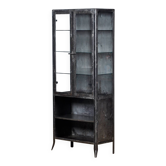 Vintage Glass & Iron Medical Cabinet, 1950s