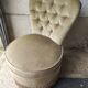 Green velvet toad armchair with vintage fringes