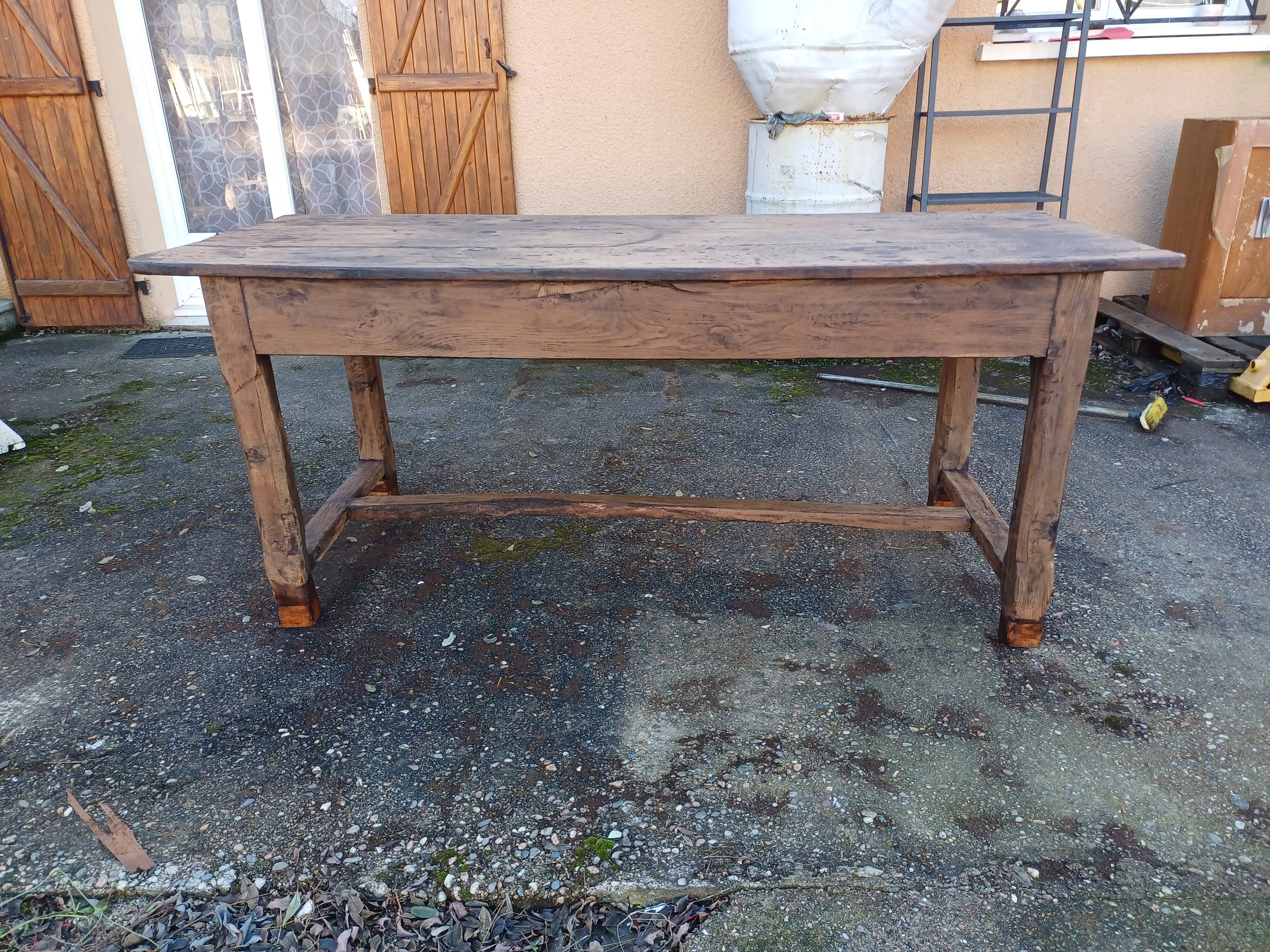 19th century country farm table in oak