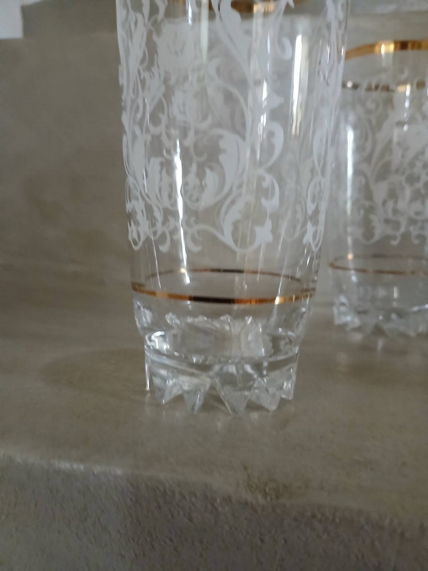 4 vintage water glasses