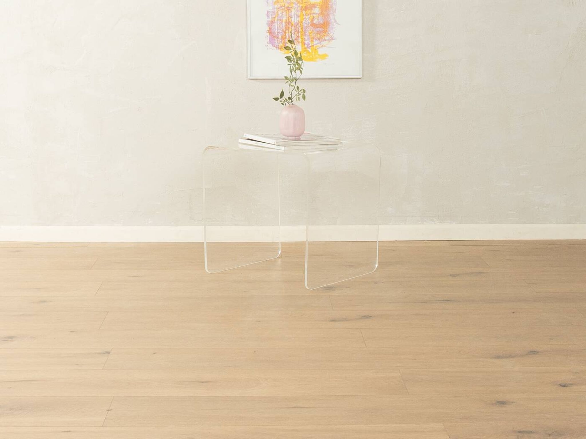 Table d'appoint minimaliste des années 1970, en verre acrylique