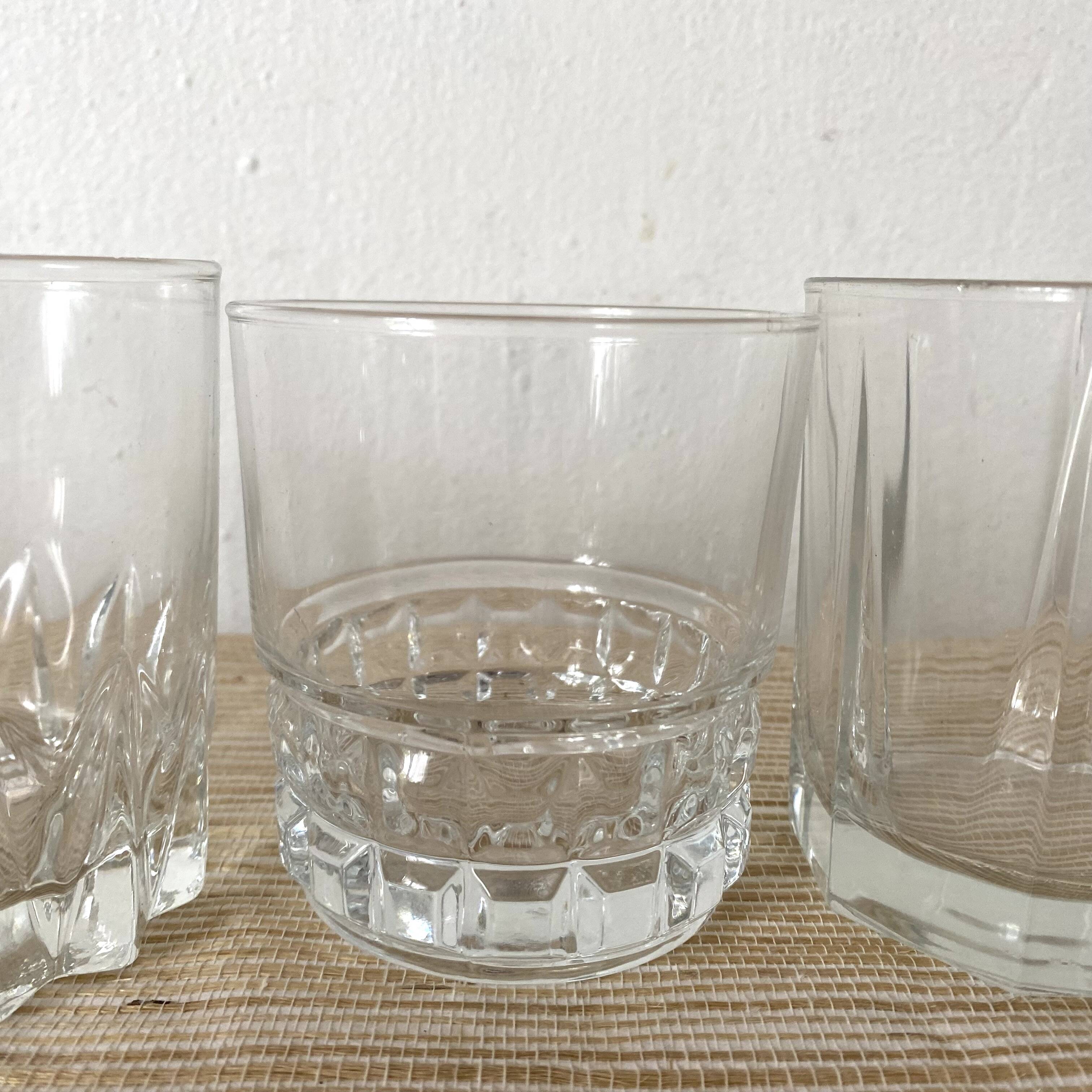 Whiskey glasses, mismatched water glasses