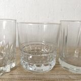 Verres à whisky, verres à eau dépareillés