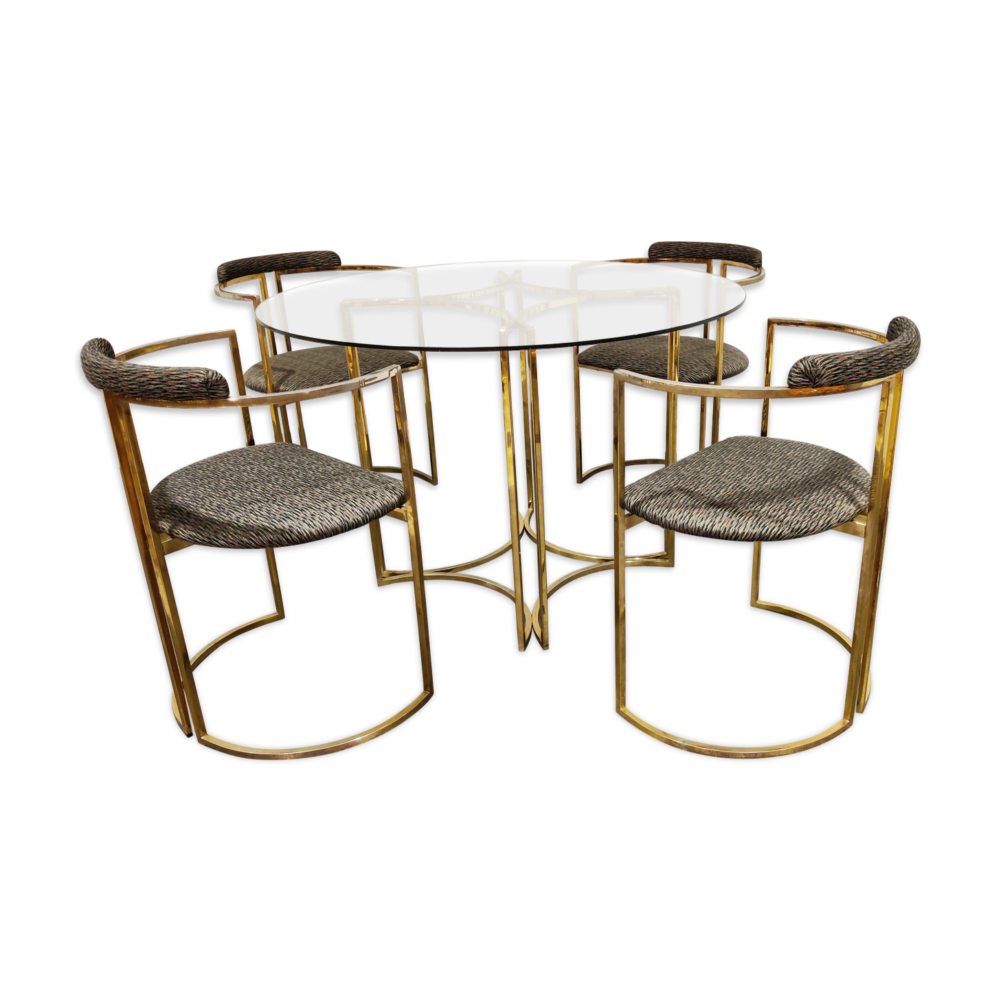 Vintage brass dining room set by Belgochrom, 1970s
