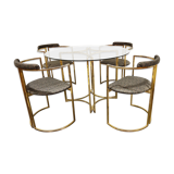 Vintage brass dining room set by Belgochrom, 1970s