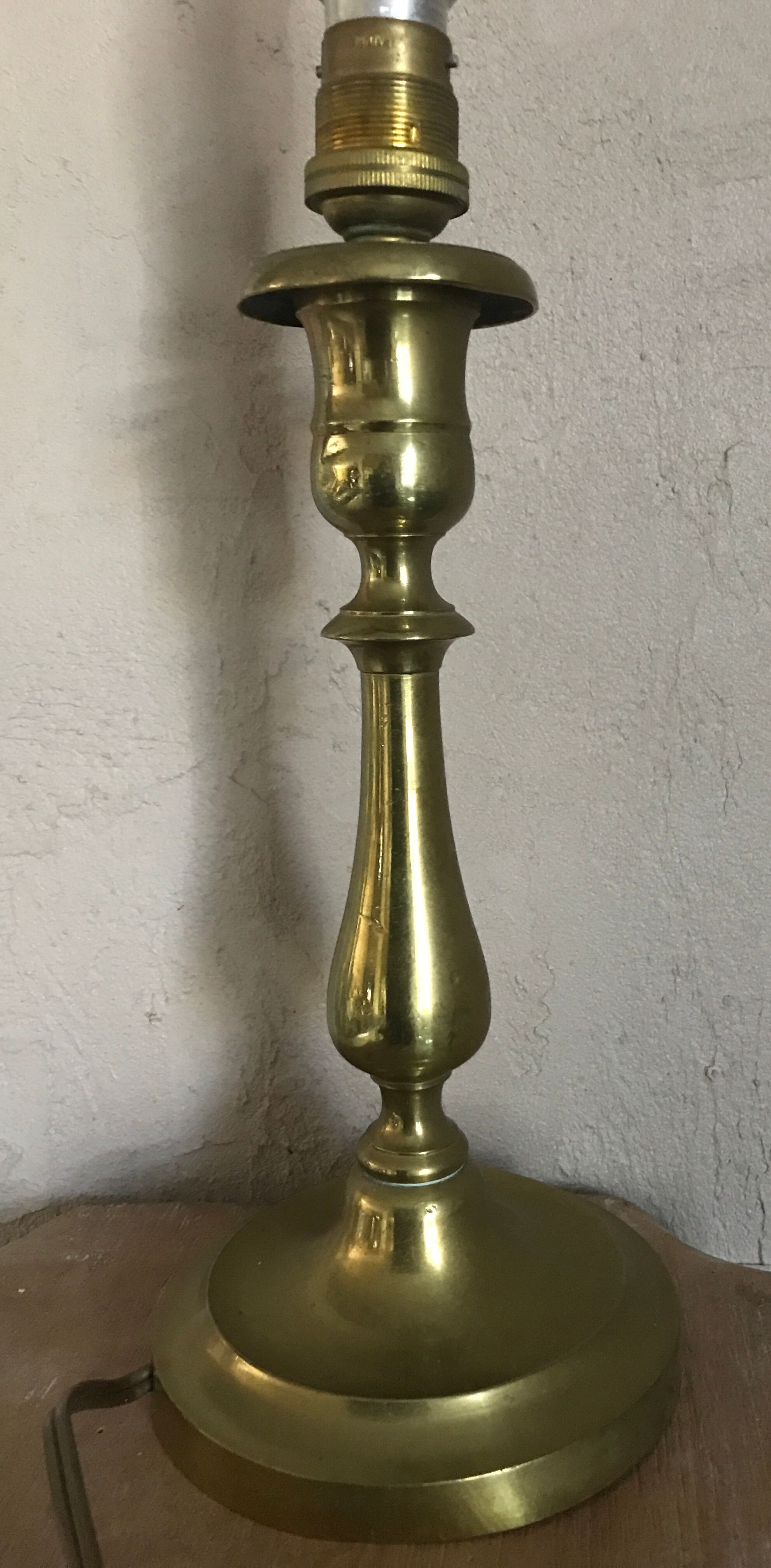 Lamp foot candle holder shape in solid brass 26.5 cm
