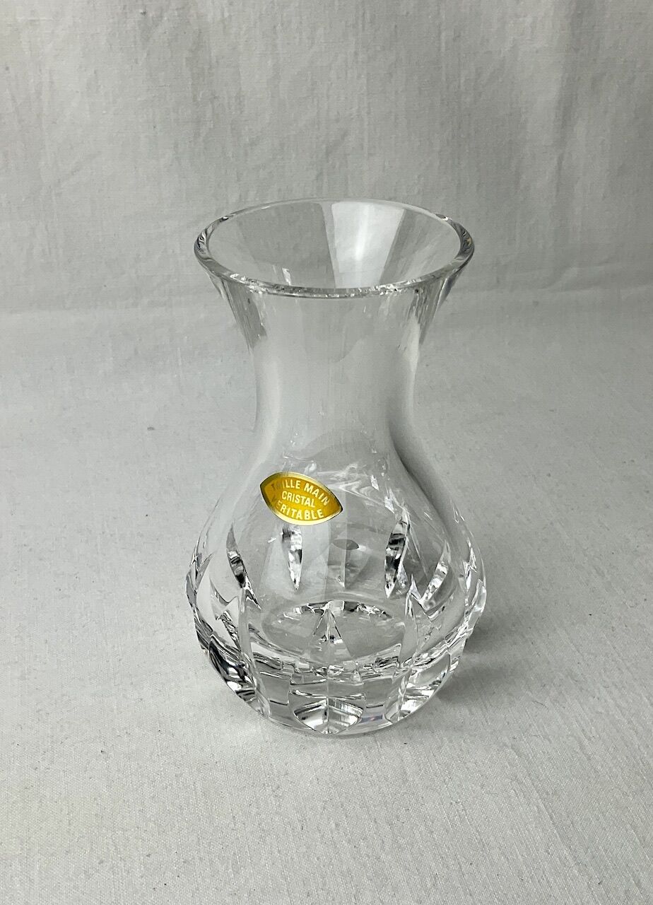 Hand-cut vintage crystal vase