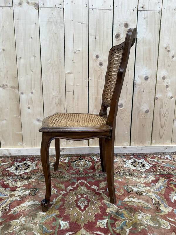 Suite de 6 chaises de style Louis XV en cannage