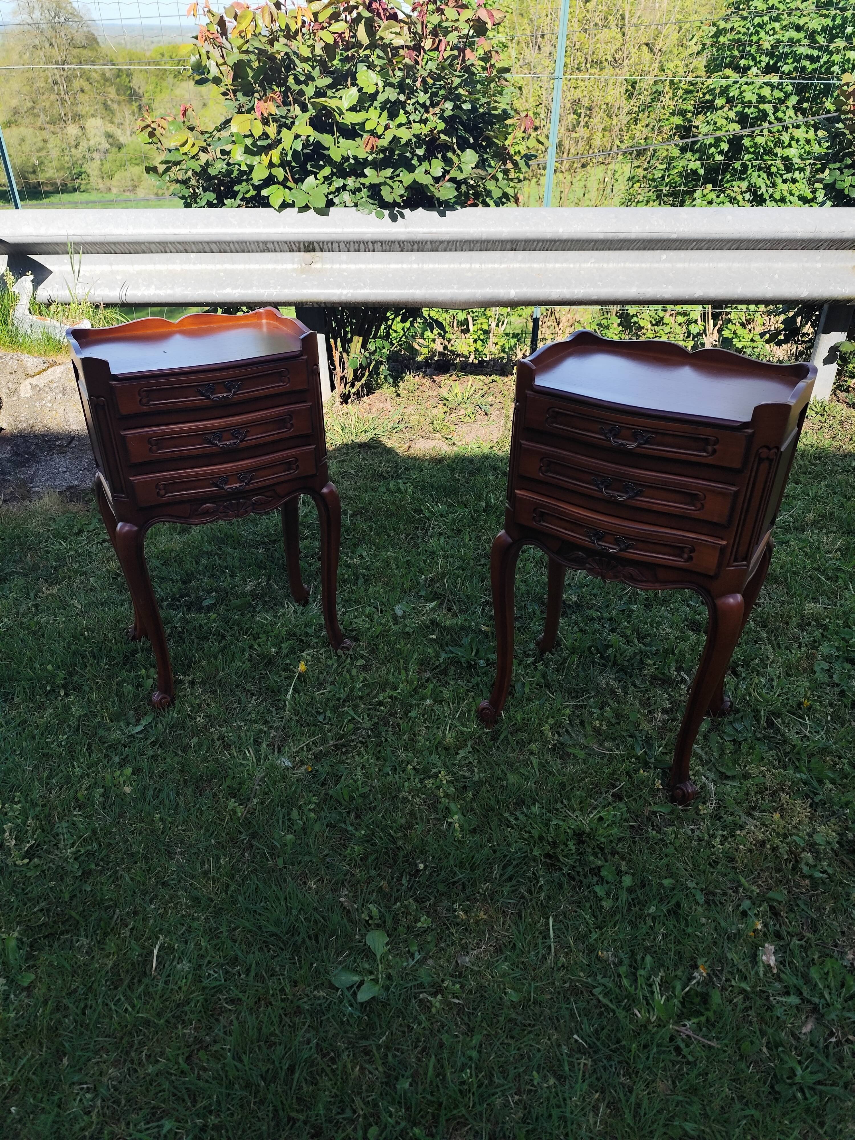 Louis XV style bedside table in cherry wood.