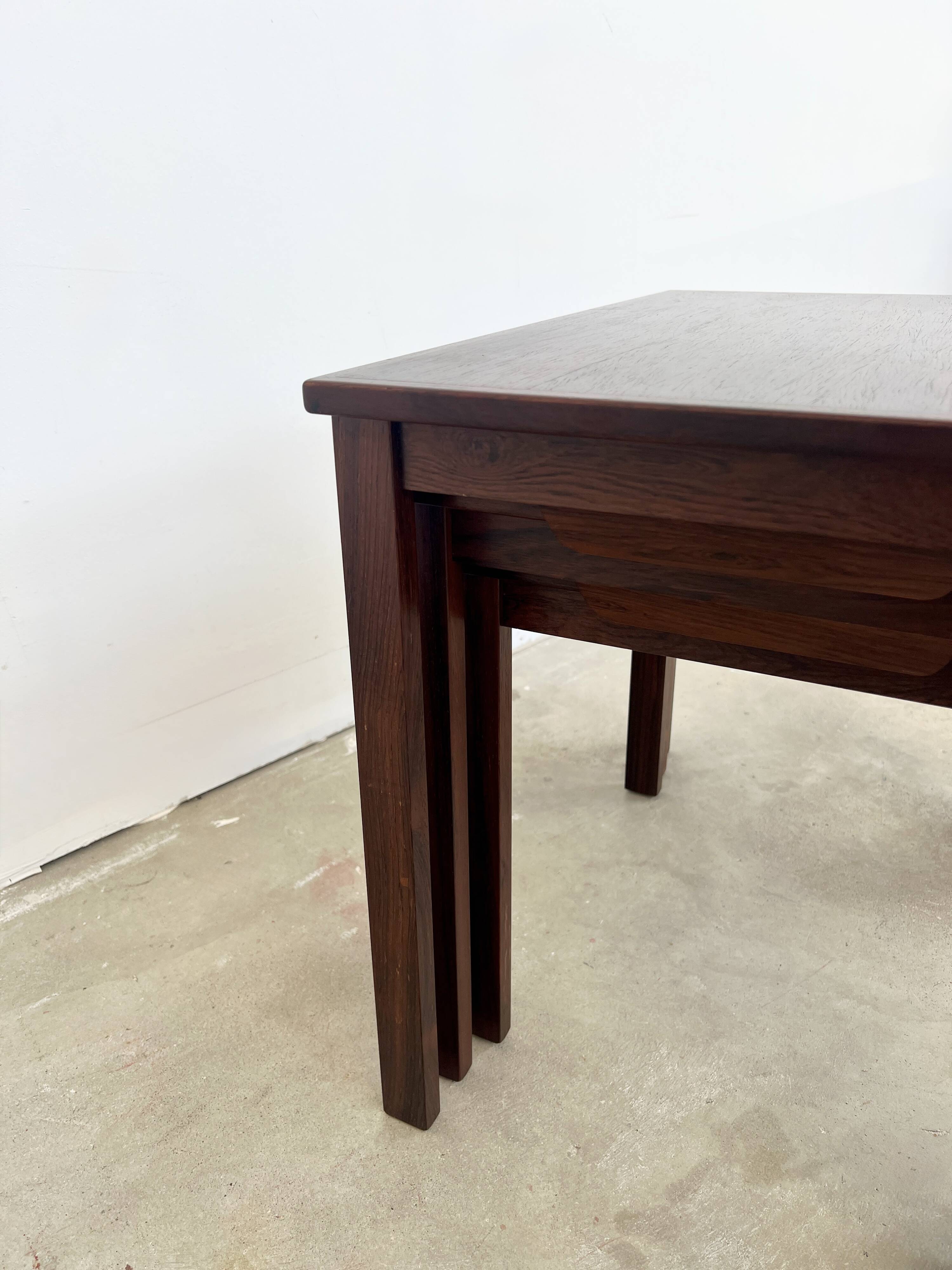 Nest of tables in rosewood, Denmark, 1960s.