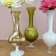 Set of 3 vintage glass and opaline vases