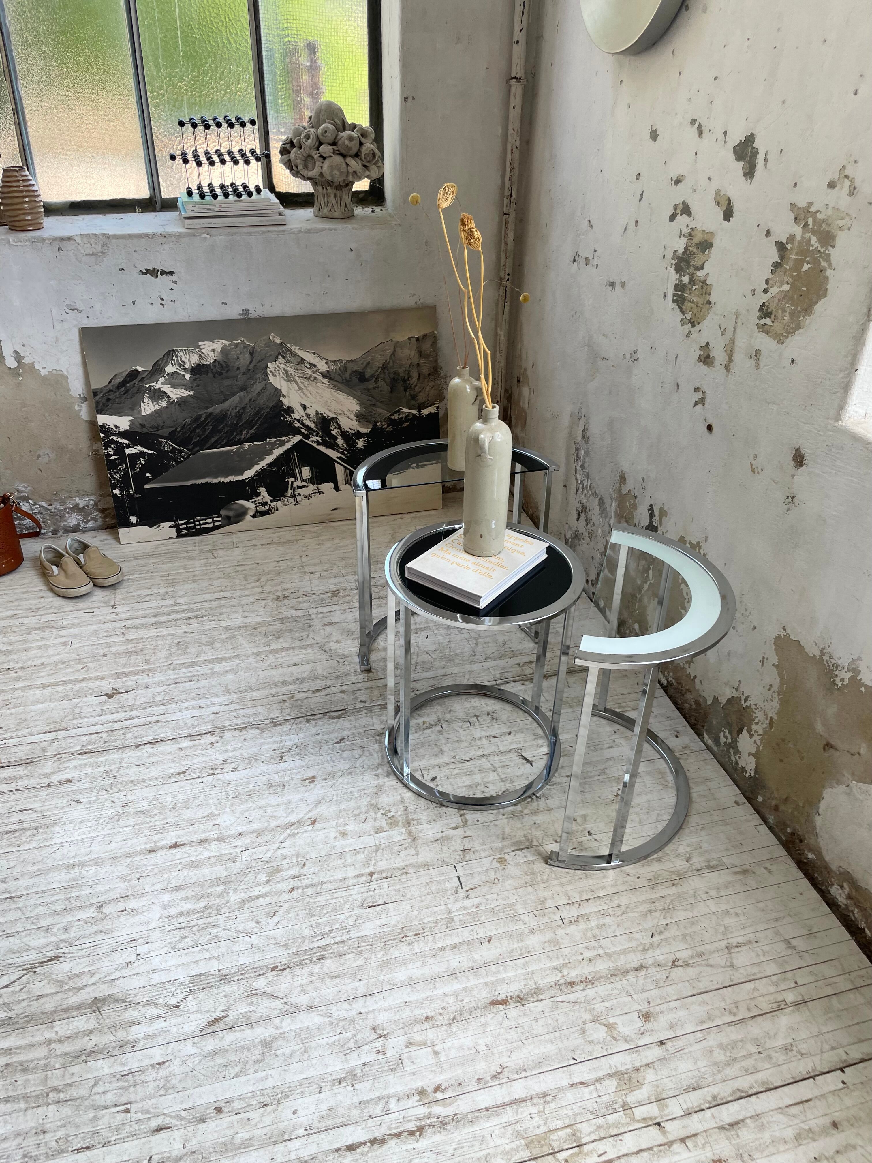 Trio of 70s chrome consoles