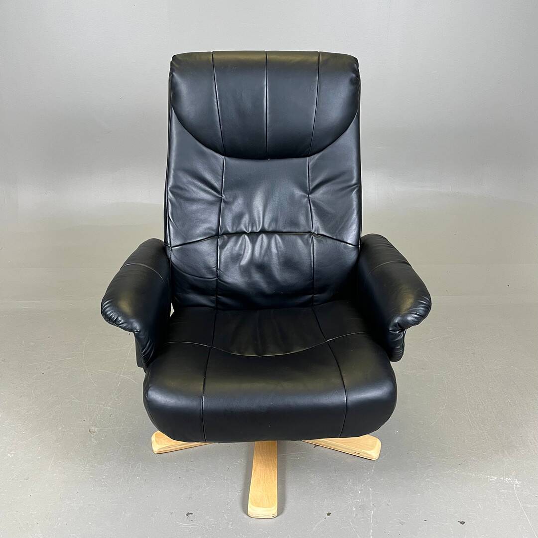 Swivel Reclining Armchair with Matching Footstool — Adjustable Comfort