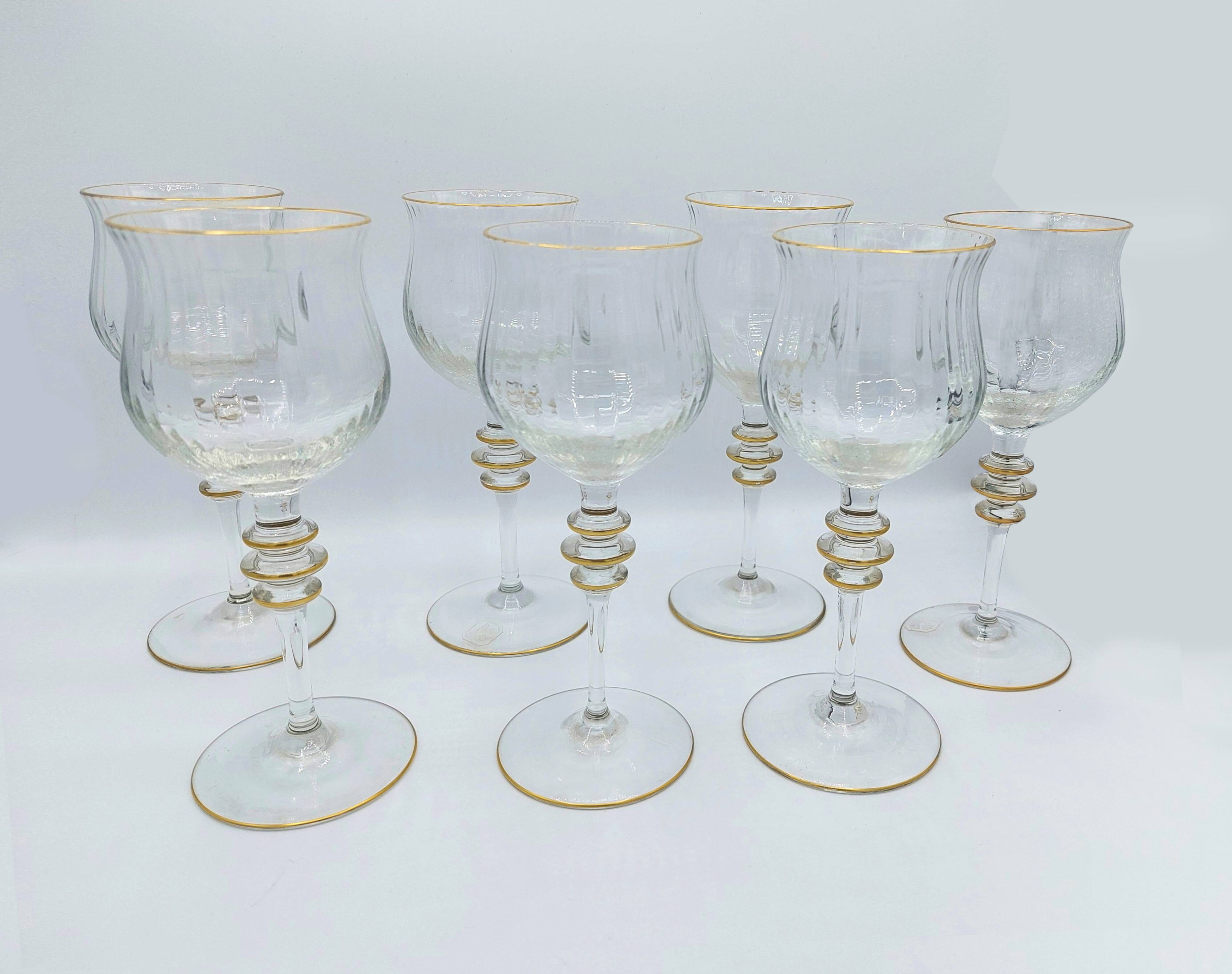 Set of 7 Galo crystal wine glasses