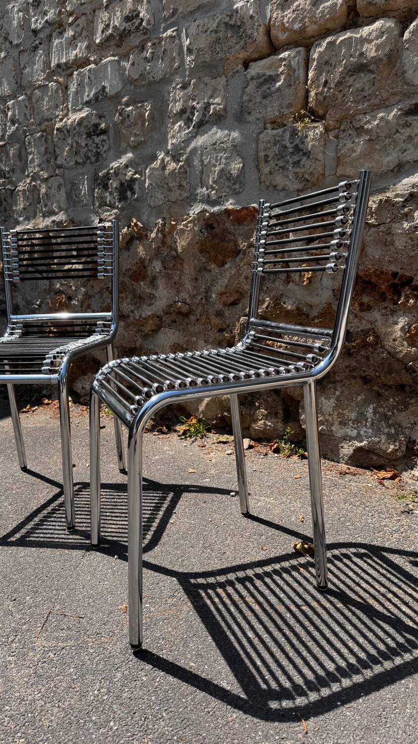 Pair of chrome Sandow chairs by René Herbst