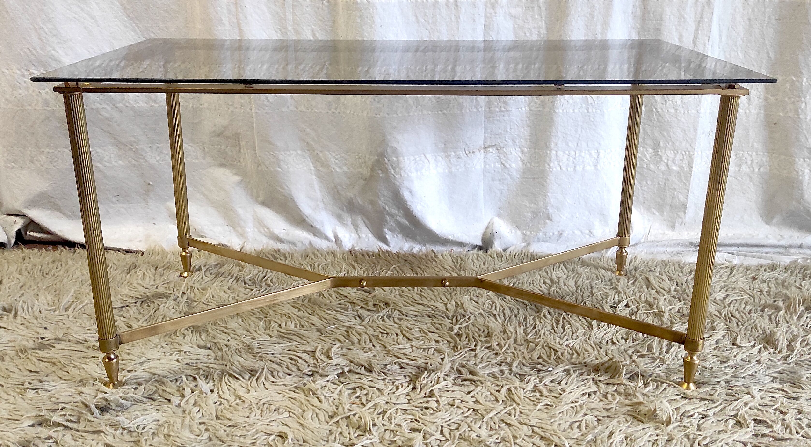 Brass coffee table and smoked glass 60s/70s